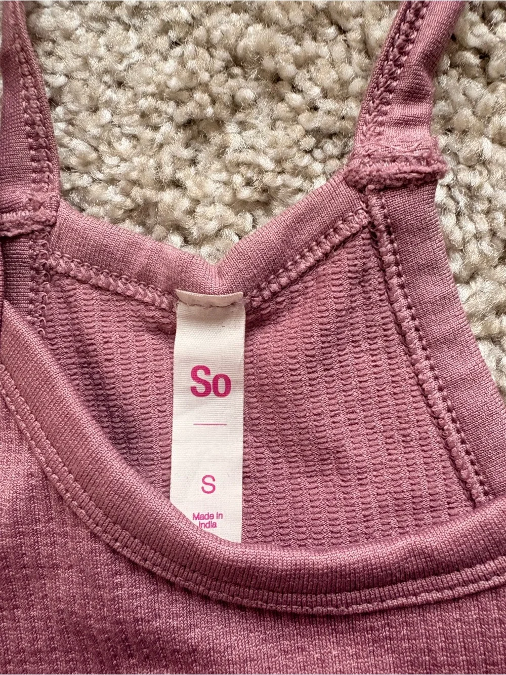 Ribbed High-Neck Crop Tank - Dusty Mauve
